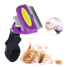 Cargar imagen en el visor de la galería, Cepillo deslanador tipo Furminator para gatos removedor de pelo autolimpiable - Gatufy