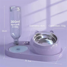 Cargar imagen en el visor de la galería, Comedero doble Minimal Plus para gatos elevado con dispensador de agua - Gatufy
