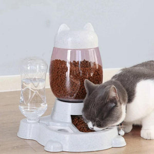 Dispensador de comida y agua por gravedad 2.2 L para gatos - Gatufy