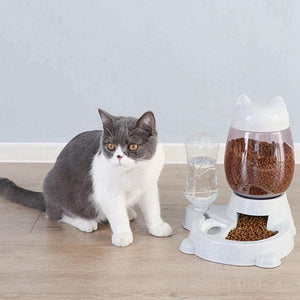 Dispensador de comida y agua por gravedad 2.2 L para gatos - Gatufy
