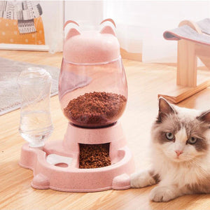 Dispensador de comida y agua por gravedad 2.2 L para gatos