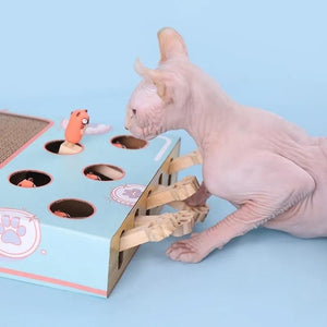 Juguete '¡Atrapa al ratón!' con rascador para gatos - Gatufy