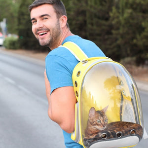 Mochila de viaje transparente Asteroid para gatos - Gatufy